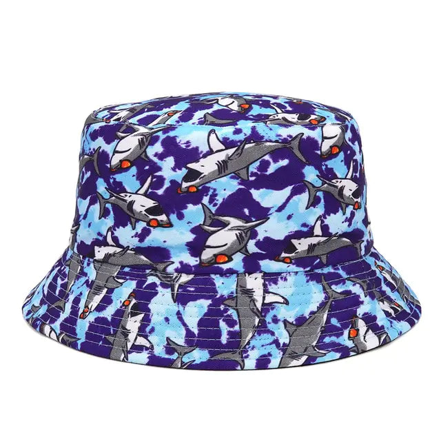 Panama Bucket Hats Animal Letter Print Fisherman Hat