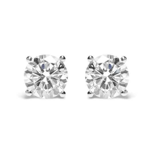 GIA Certified 14K White Gold 6.0 Cttw 4-Prong Round Brilliant Cut Diamond Solitaire Stud Earrings with Screw Backs (F Color, VS2 Clarity)