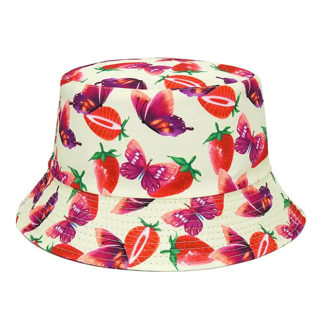 Panama Bucket Hats Animal Letter Print Fisherman Hat