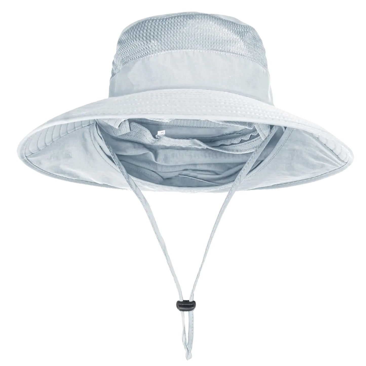 Sun Hats for Men Women Fishing Hat UPF 50+ Breathable Wide Brim Bucket Hats Summer UV Protection Safari Hat with Neck Flap Black/Light Grey 2