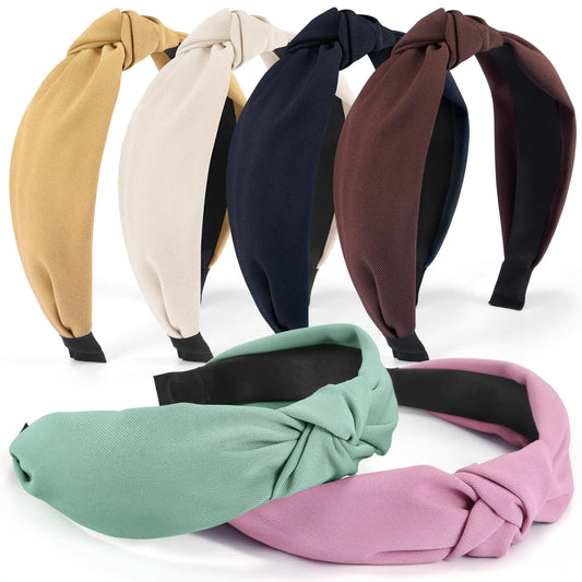 Headbands for Women Girls - 6PCS Stylish Top Knotted Headbands - Knotted Headband For Women - Head Bands Wide Hairband Hair Accessories fleshcolor， baby pink， dark brown， yellow， navy blue， green