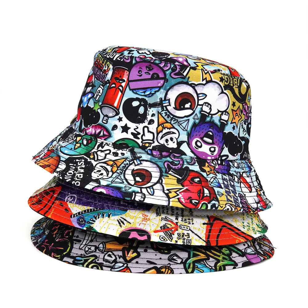 Panama Bucket Hats Animal Letter Print Fisherman Hat