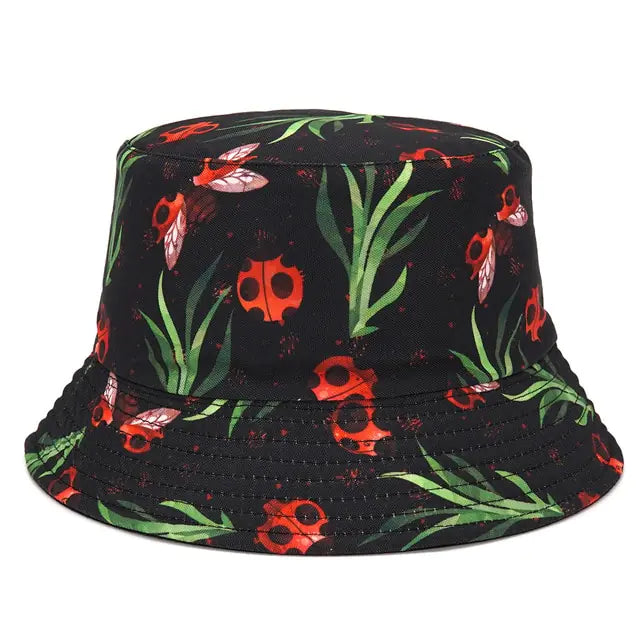 Panama Bucket Hats Animal Letter Print Fisherman Hat