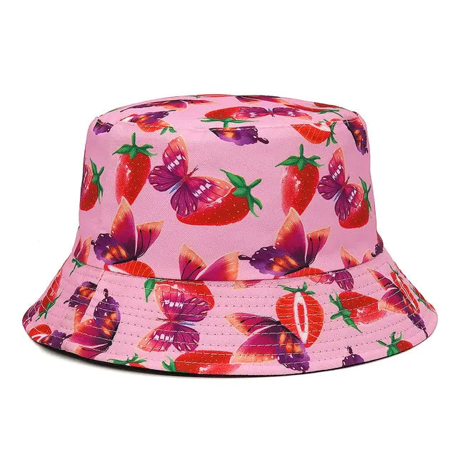 Panama Bucket Hats Animal Letter Print Fisherman Hat