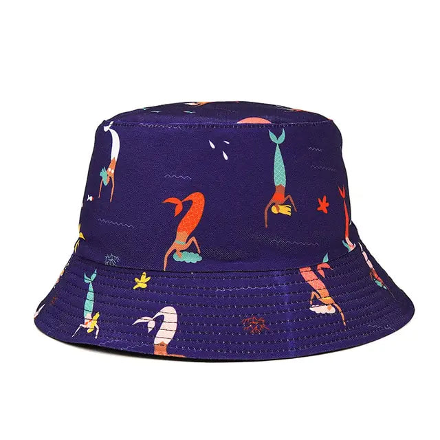 Panama Bucket Hats Animal Letter Print Fisherman Hat