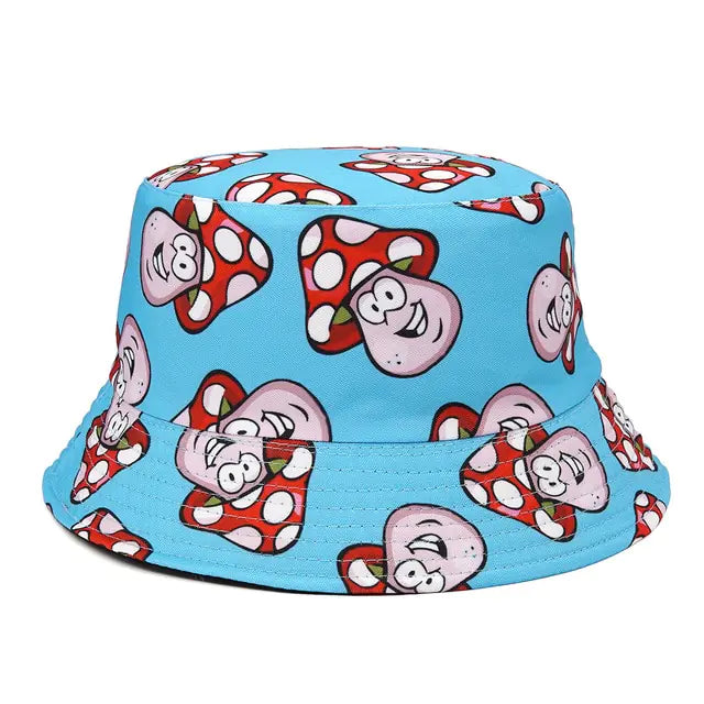 Panama Bucket Hats Animal Letter Print Fisherman Hat