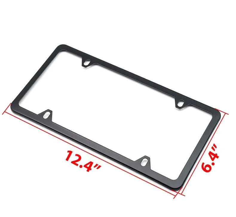 2x High Quality Stainless Steel Metal License Plate Frame Tag Cover Black New US