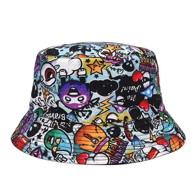 Panama Bucket Hats Animal Letter Print Fisherman Hat