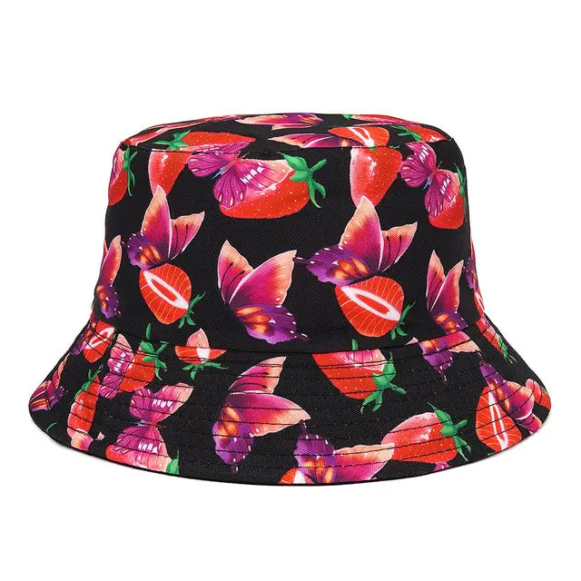 Panama Bucket Hats Animal Letter Print Fisherman Hat