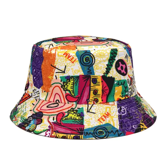 Panama Bucket Hats Animal Letter Print Fisherman Hat