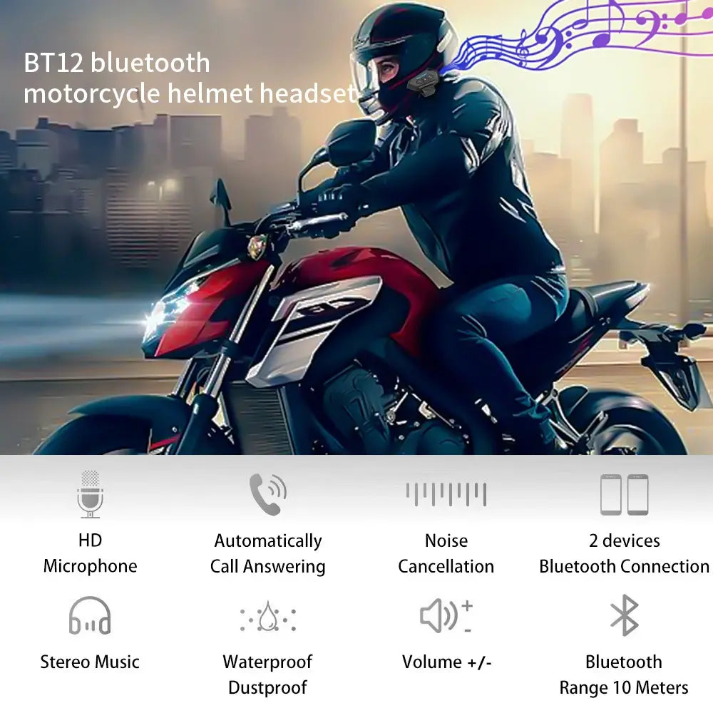 Motorcycle Headphones Wireless Bluetooth