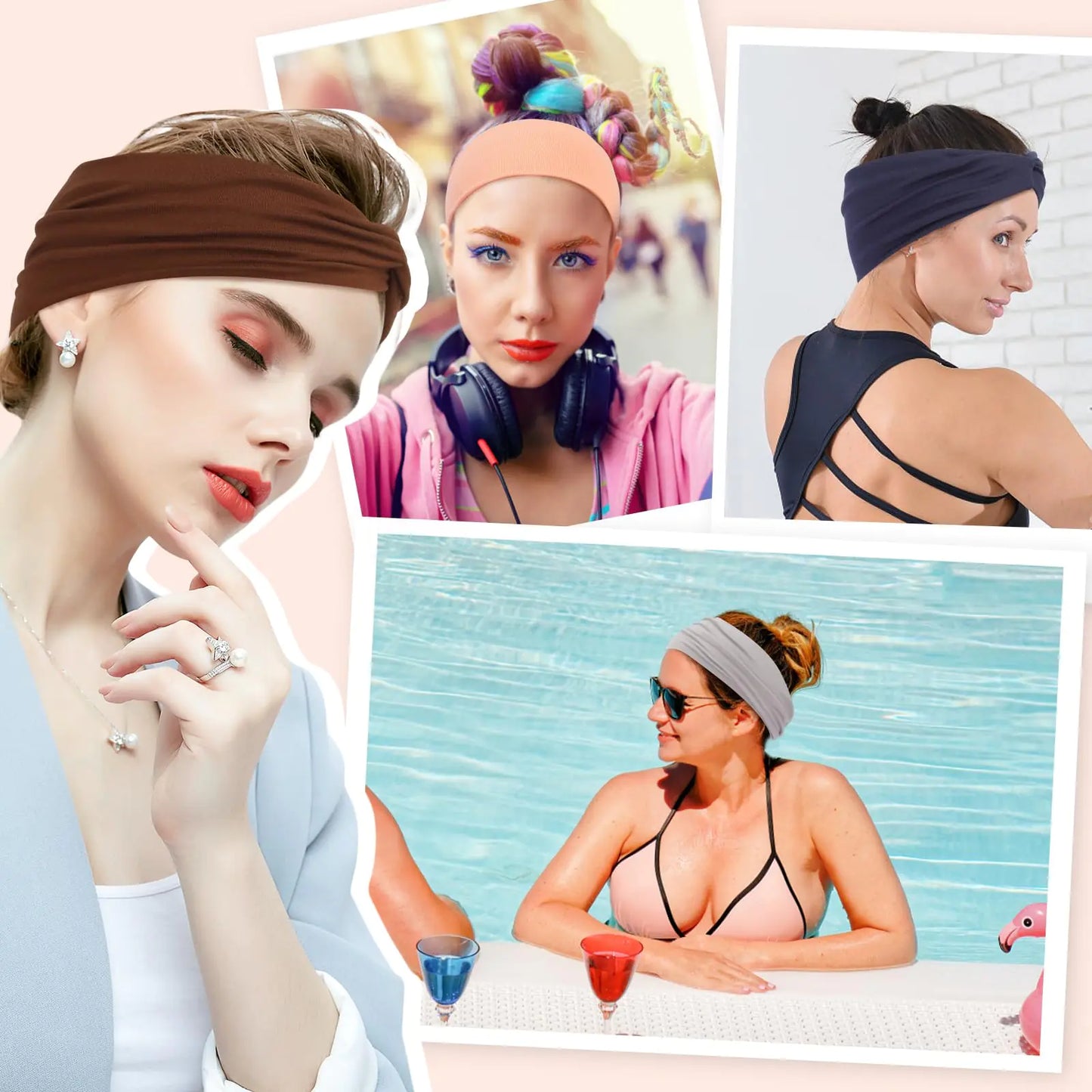 12 Pcs Stretchy Headbands for Women, Absorbed Sport Headband Soft Twist Knotted Headbands for Daily Life Yoga Light Serial