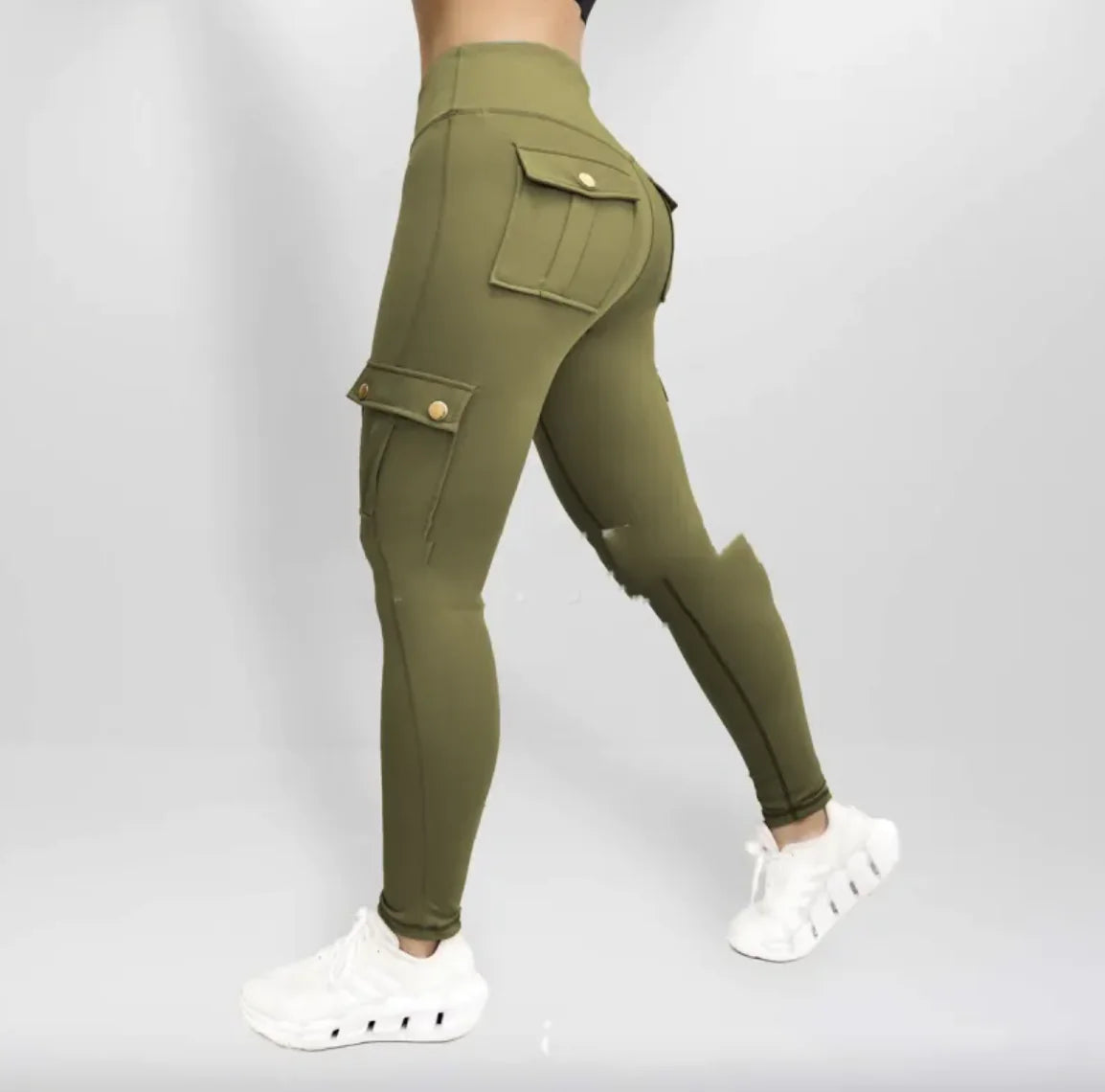 High Elastic Fitness Workwear Pants with Pockets for Women