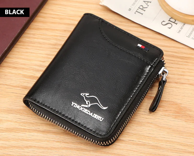 Mens RFID Blocking Leather Wallet Credit Card ID Holder Zipper Purse Waterproof