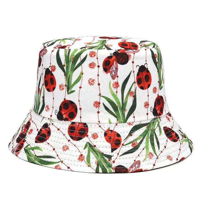 Panama Bucket Hats Animal Letter Print Fisherman Hat